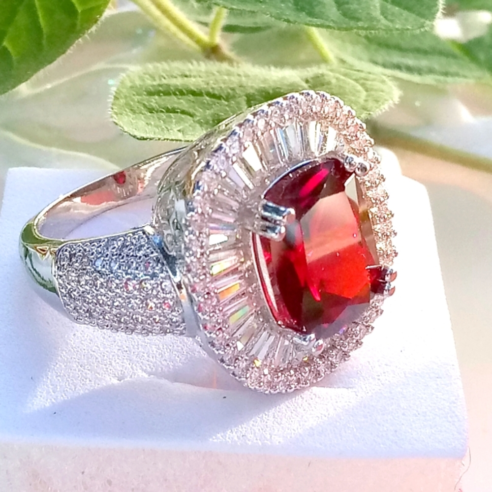 Sterling Silver Red Ruby ring